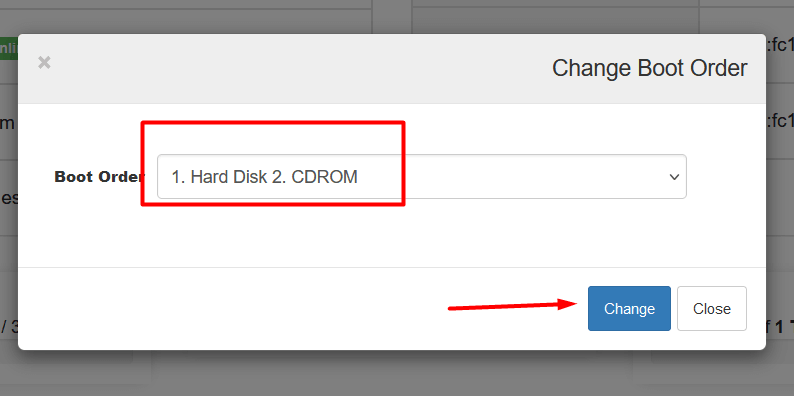 AlphaVPS boot order with Hard Disk before CDROM.