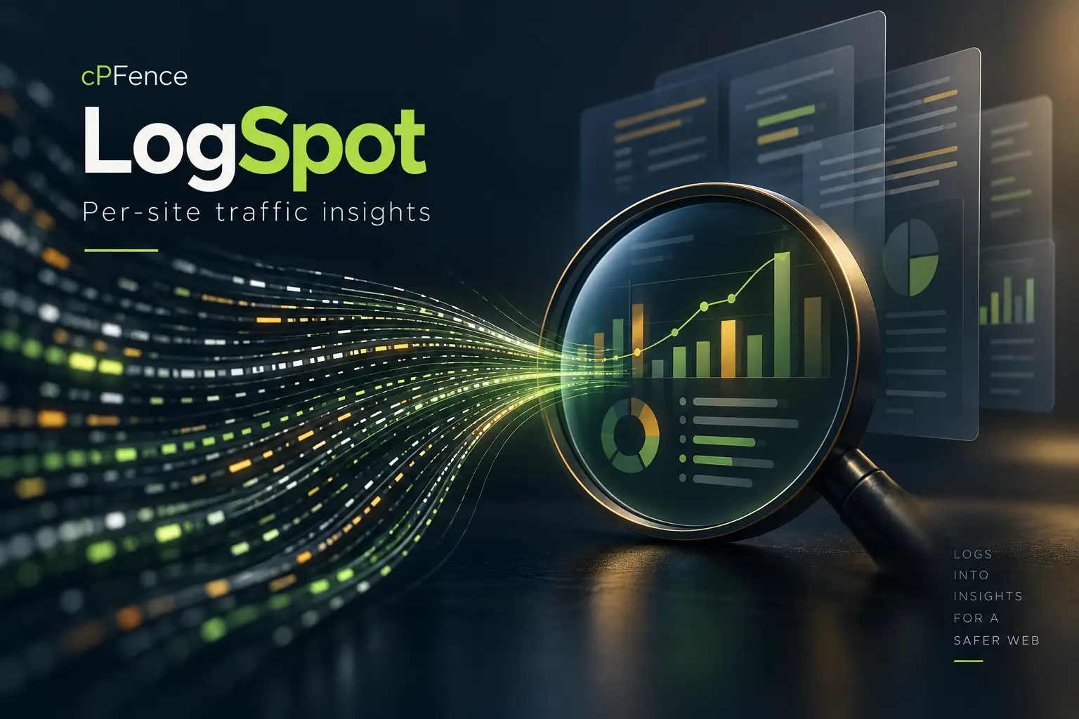 LogSpot per-site traffic insights conceptual feature artwork