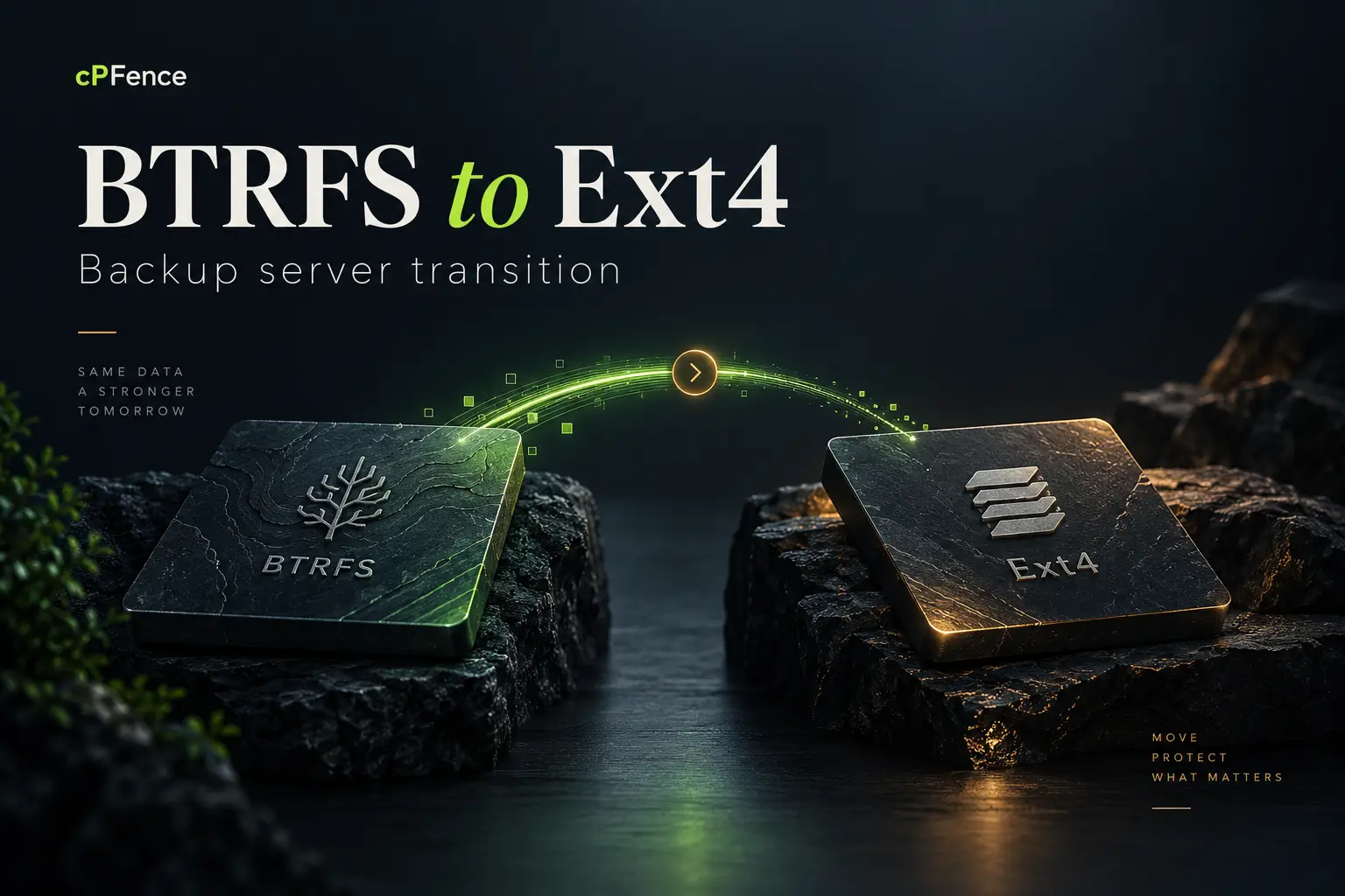 Btrfs Ext4 conceptual feature illustration