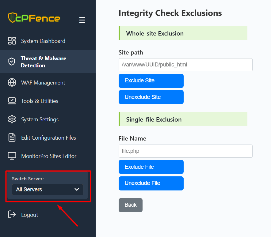 Integrity Check Exclusion