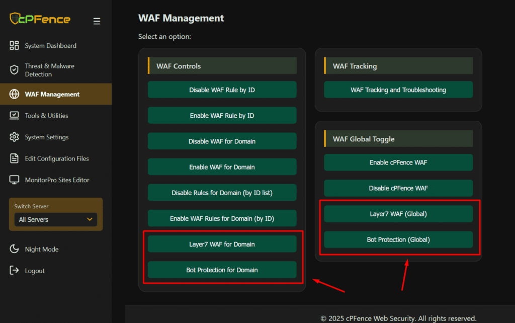 New WAF Toggles