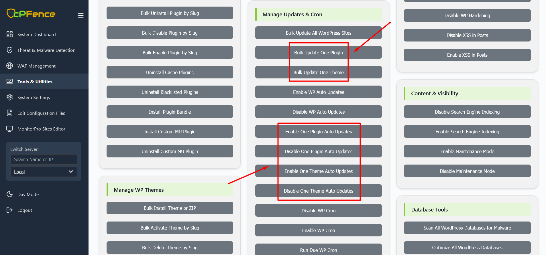 Manage automatic updates for a specific theme or plugin